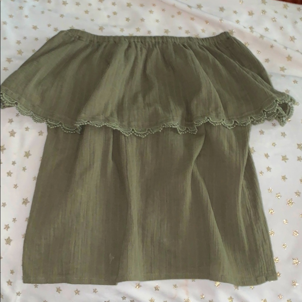 billabong army green off the shoulder top